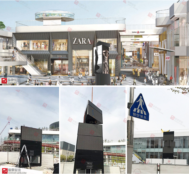 新型led广告设备 漂洋过海来看你-韩国三角街魔方柱安装进度Part 1