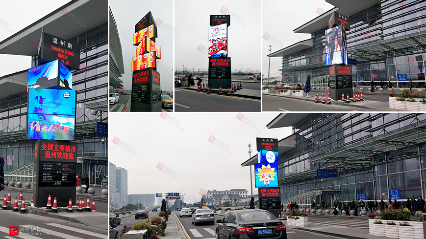led伸缩显示屏 温州南站“会长高”的五层魔方柱，让你体会“盖楼”乐趣